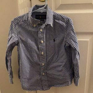 Blue and White Plaid Button Down Shirt